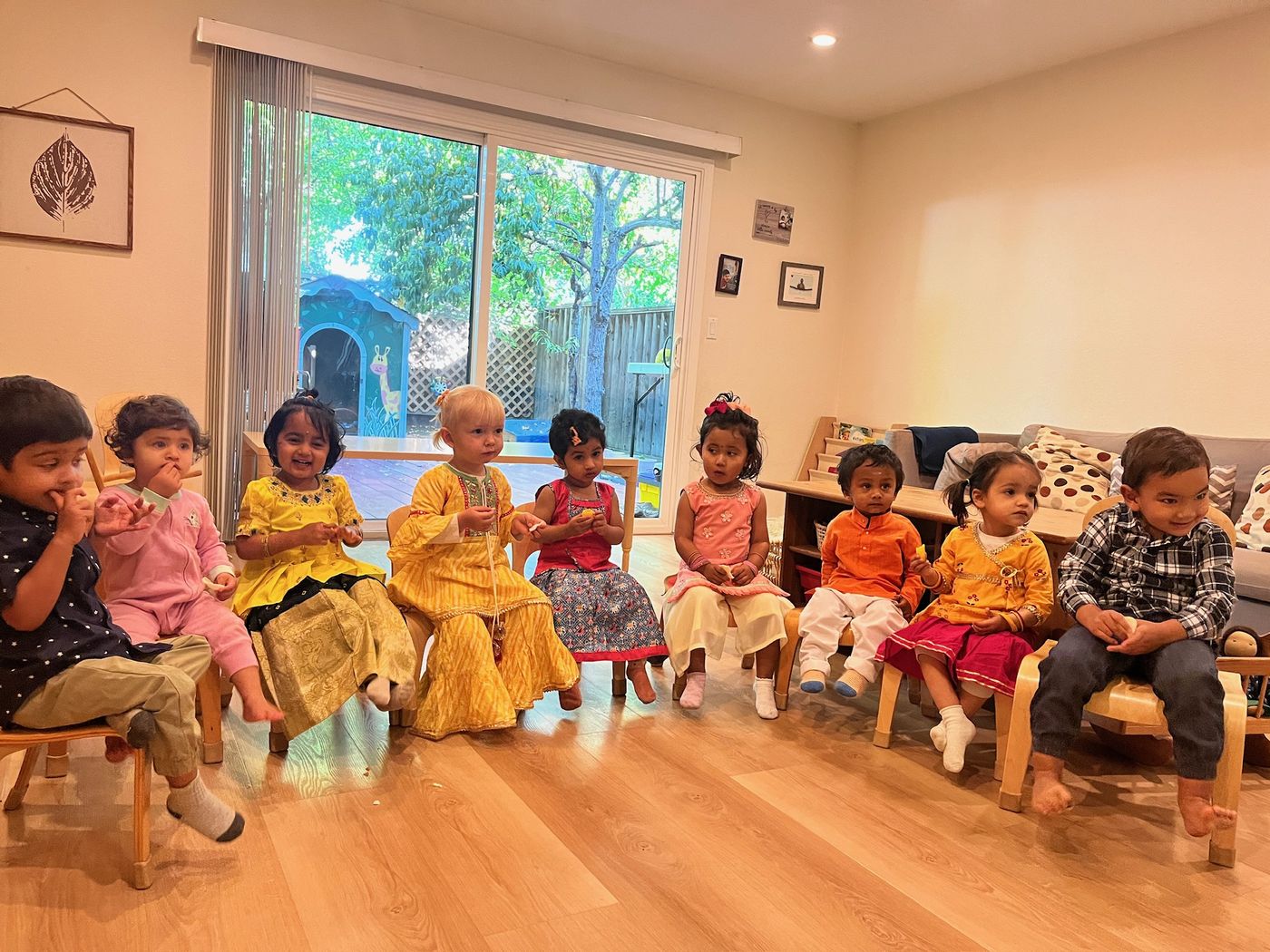 Children celebrating Diwali together in traditional outfits