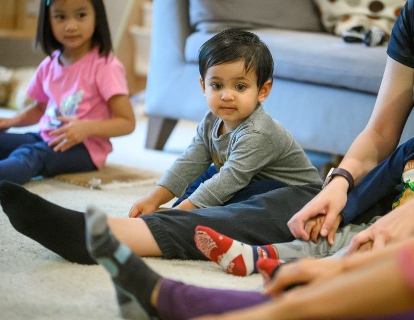 Youngest children gathered together during a group activity
